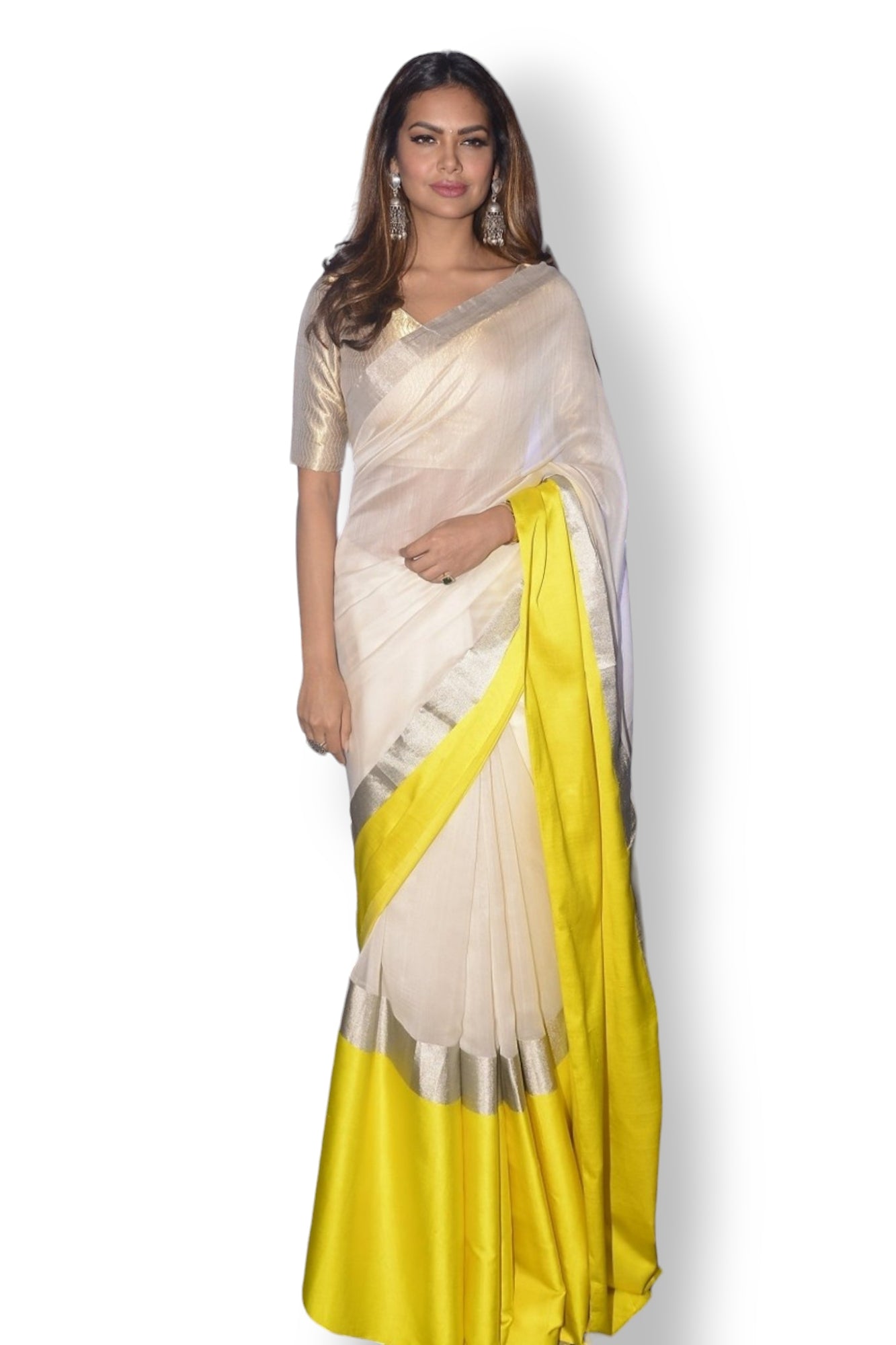 cream handwoven pure linen saree - linenworldonline.in