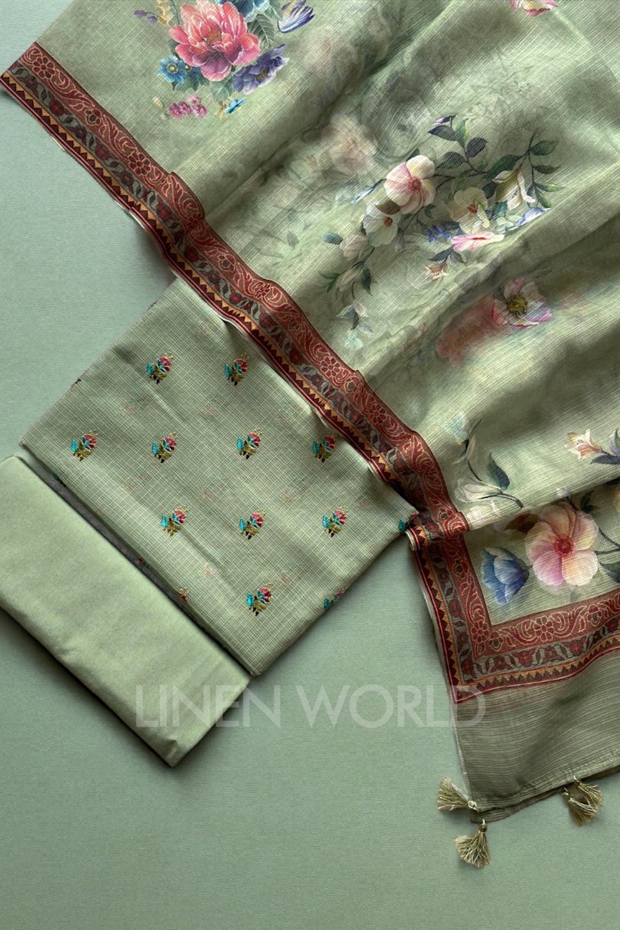 kota silk dress materials Plain Kota Doria Silk 3pc Unstitched Dress Material Suit Set