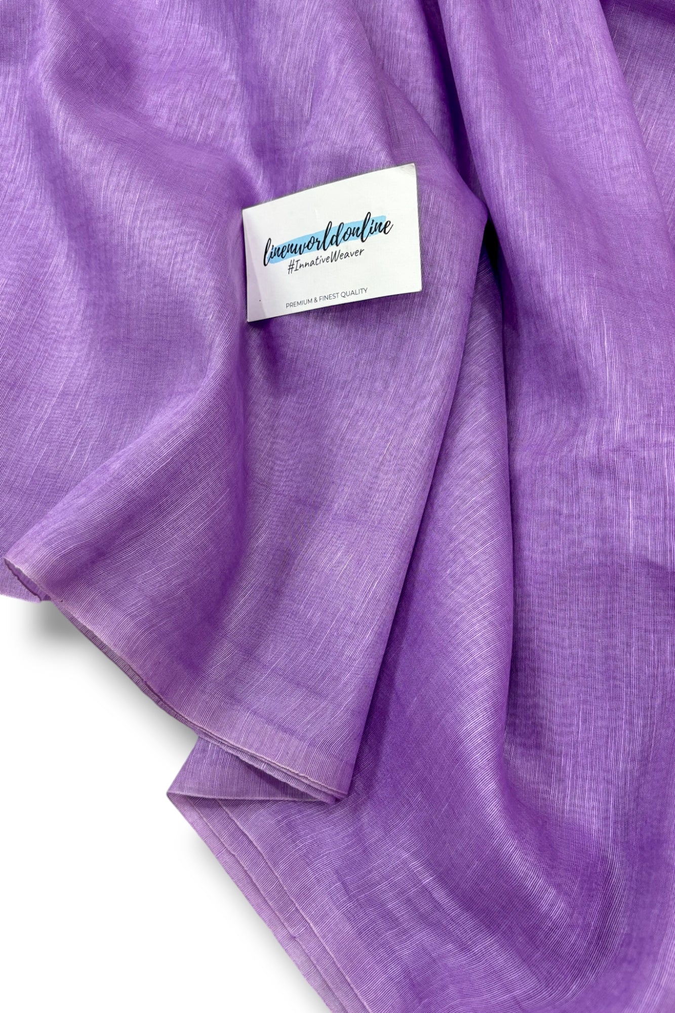 purple silk linen saree with printed blouse piece - linenworldonline.in