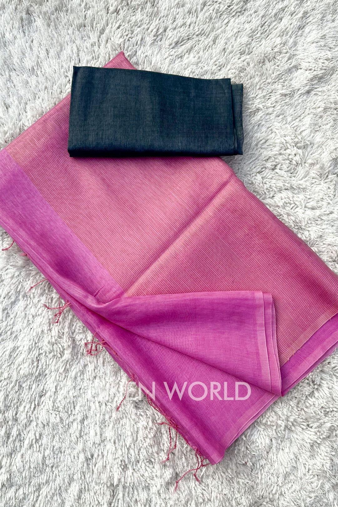 vidya - pink silk linen saree - linenworldonline.in