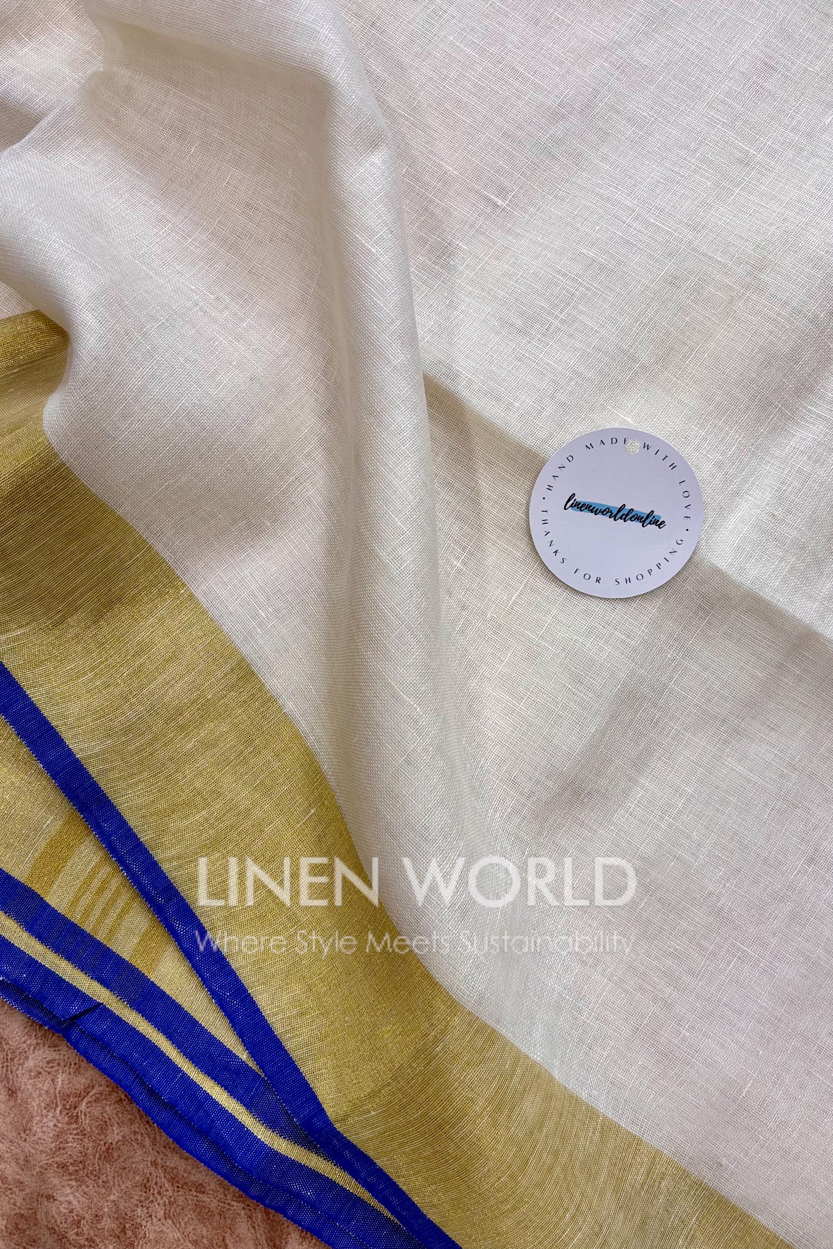 onam special pure linen saree - linen world