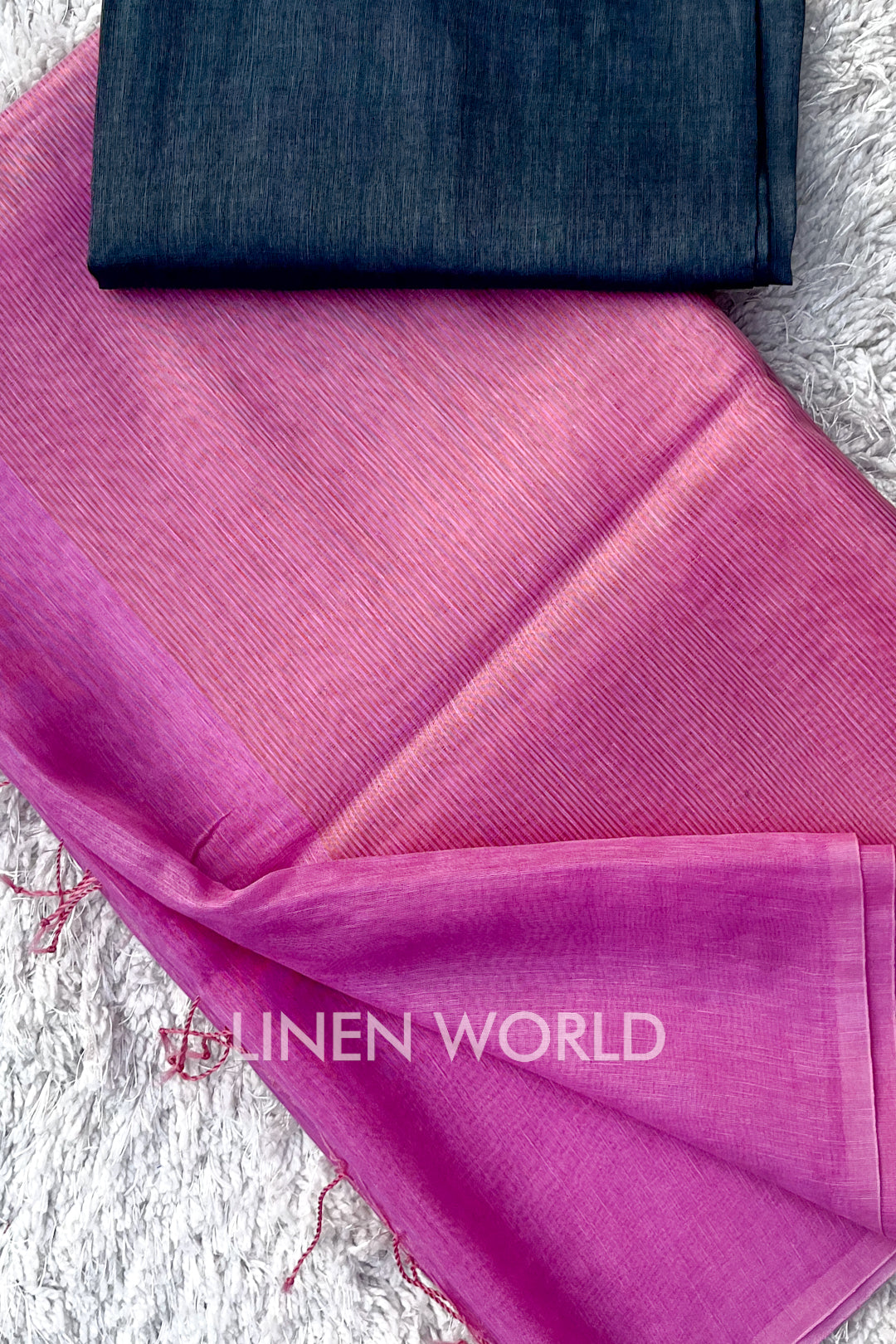 vidya - pink silk linen saree - linenworldonline.in