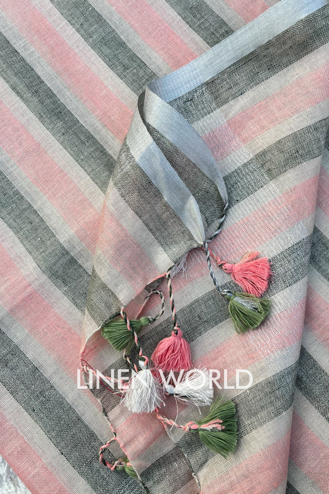 eloise: pure linen stripe woven dupatta - linenworldonline.in