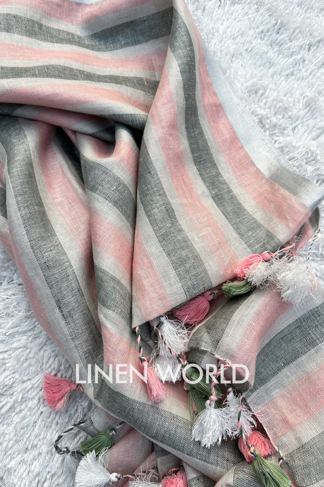 eloise: pure linen stripe woven dupatta - linenworldonline.in