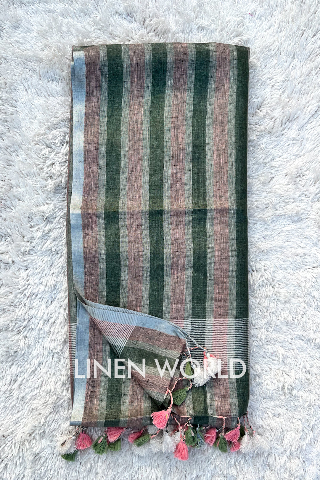 zhuri: pure linen stripe woven dupatta - linenworldonline.in