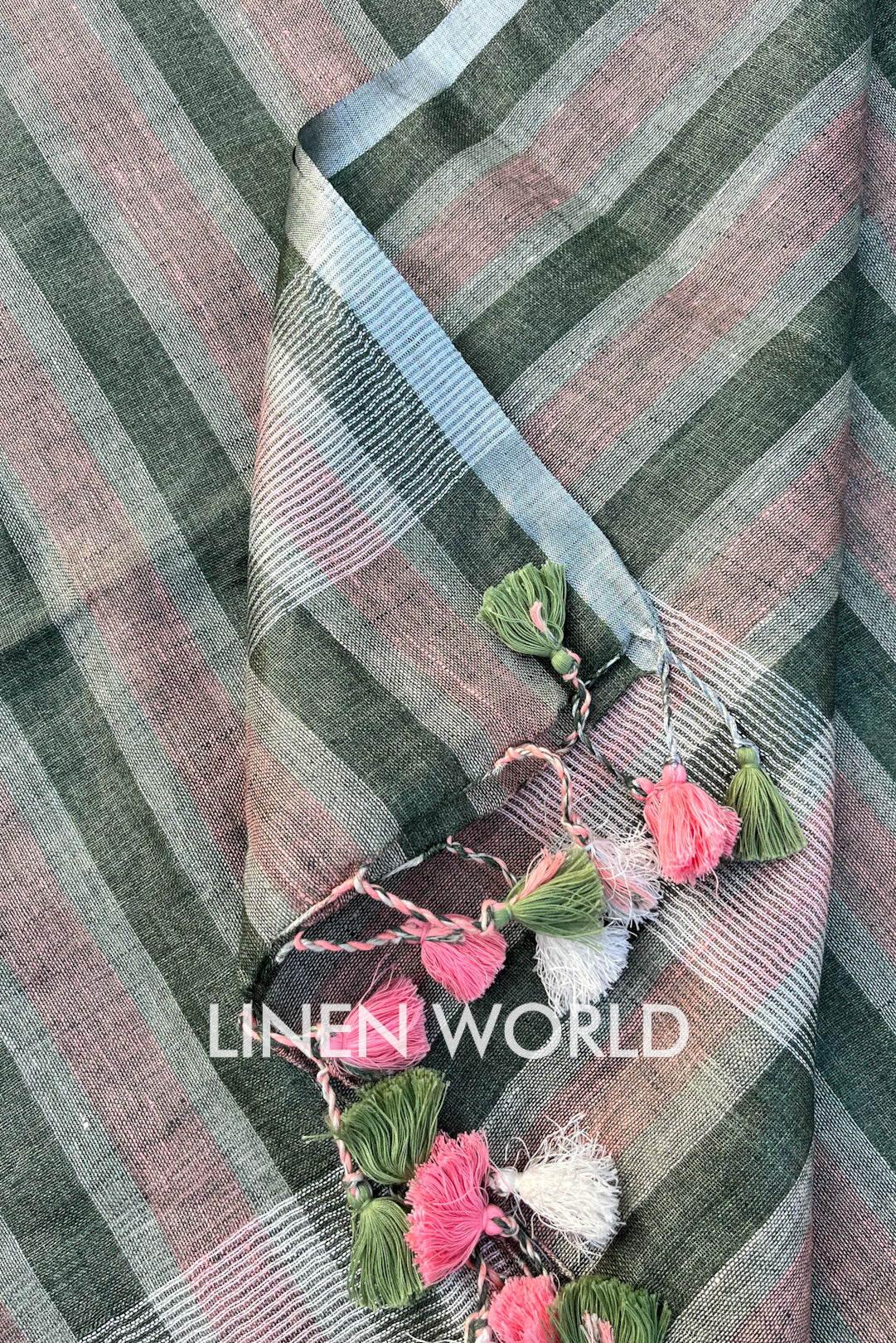 zhuri: pure linen stripe woven dupatta - linenworldonline.in