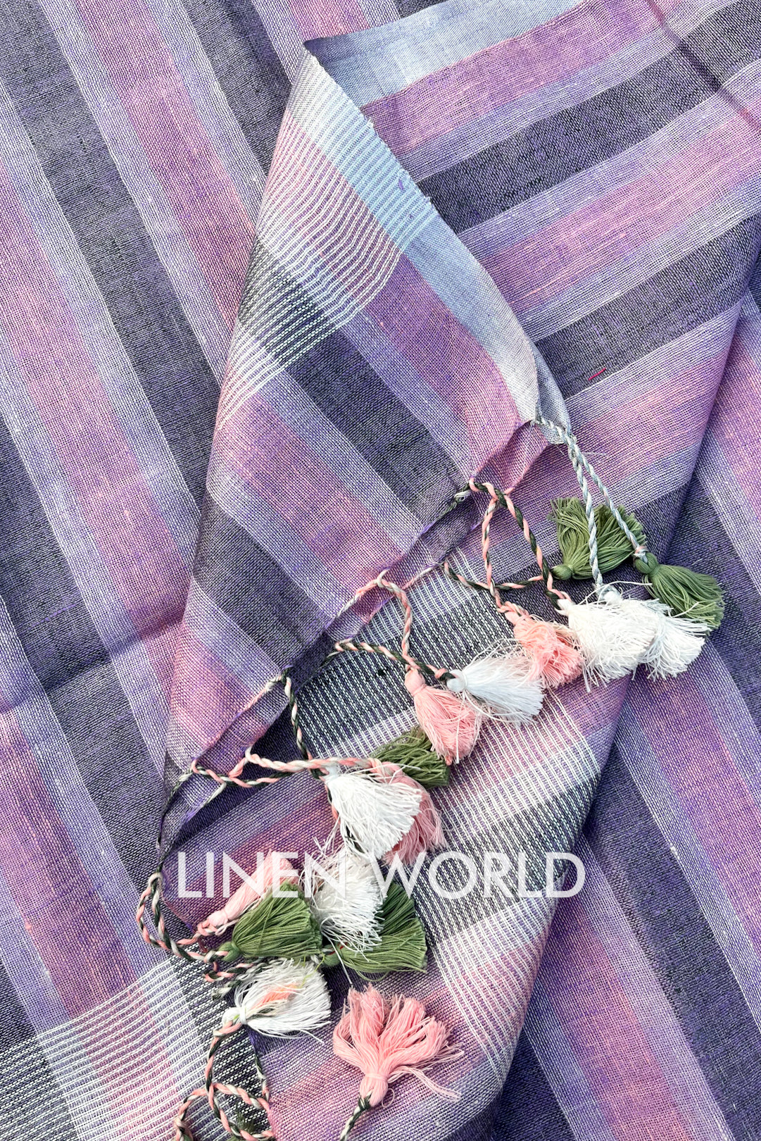 neriah: pure linen stripe woven dupatta - linenworldonline.in