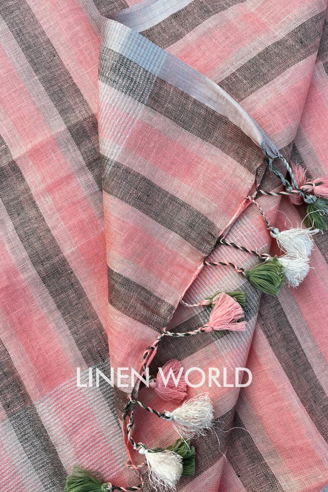 scottie: pure linen stripe woven dupatta - linenworldonline.in