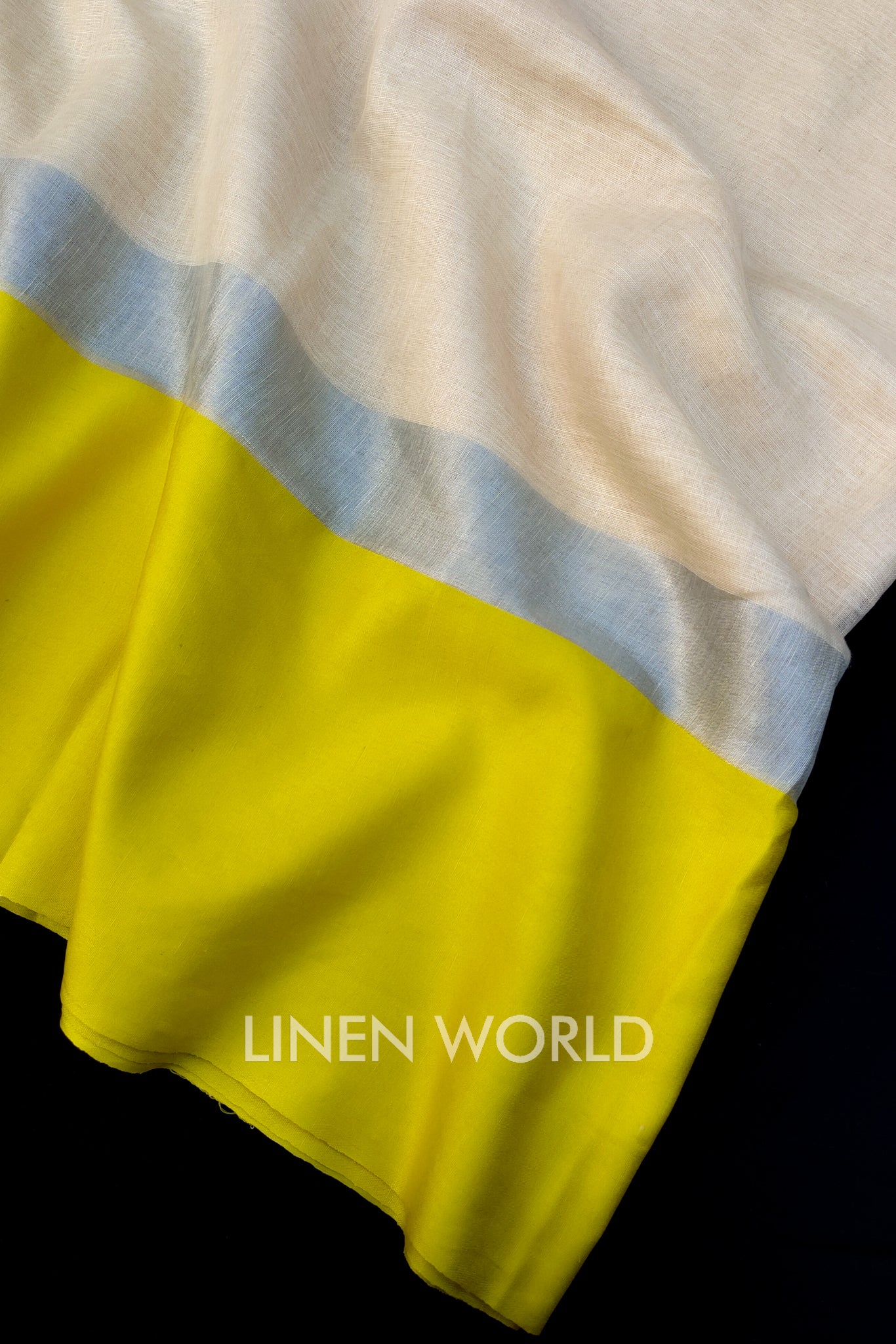 cream handwoven pure linen saree - linenworldonline.in