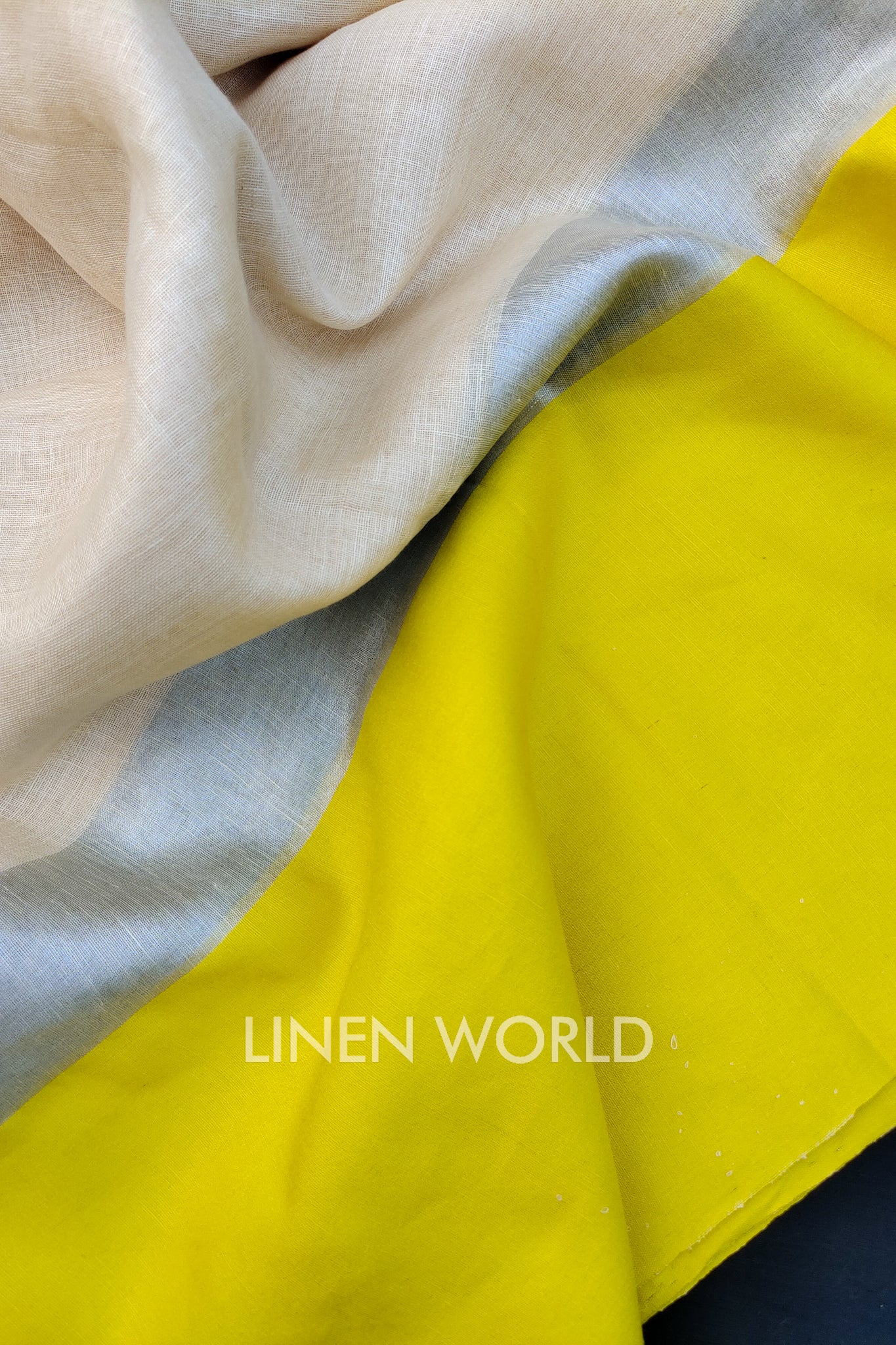 cream handwoven pure linen saree - linenworldonline.in