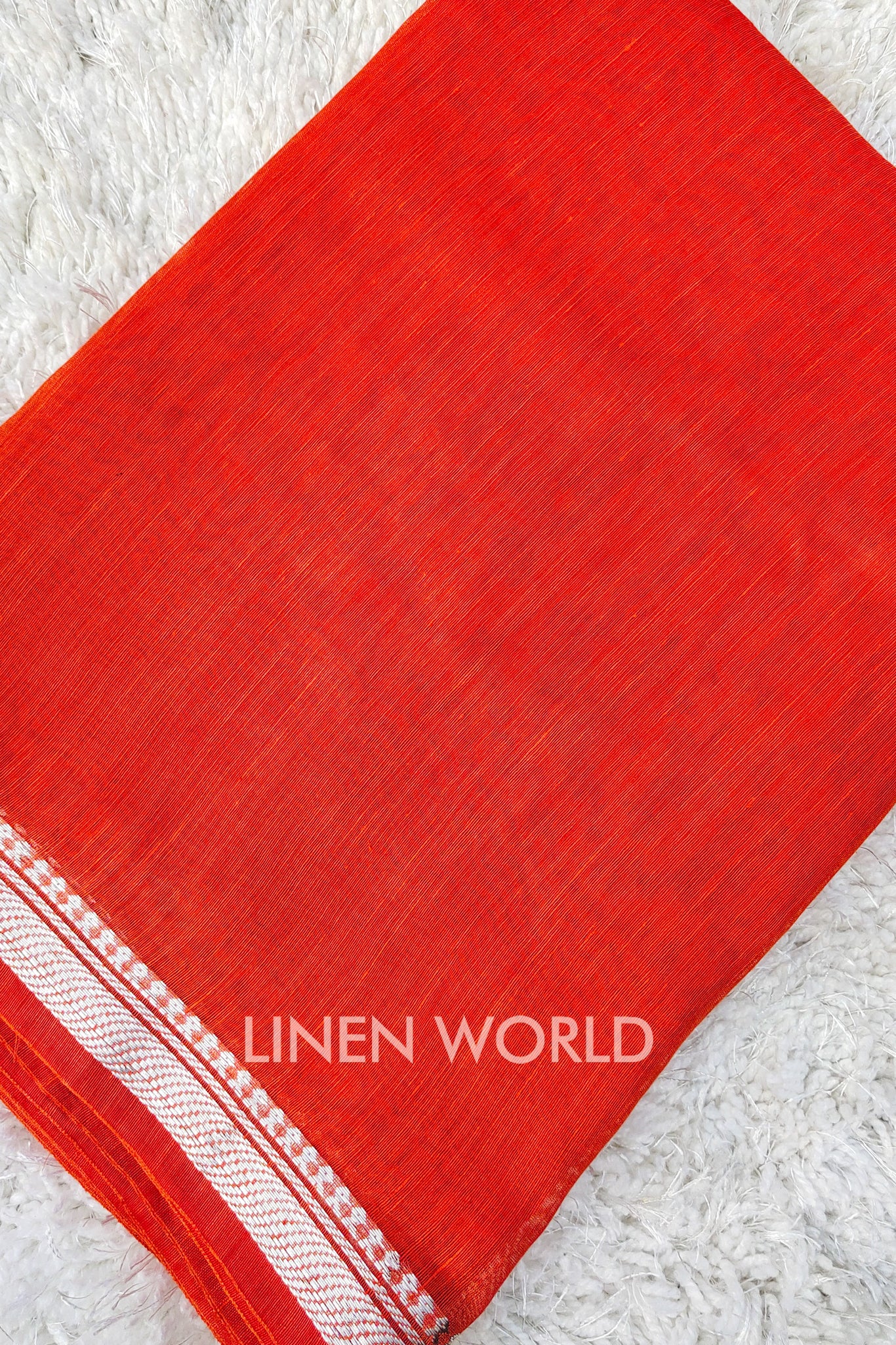 camila - banarasi border magenta orange silk linen saree - linenworldonline.in