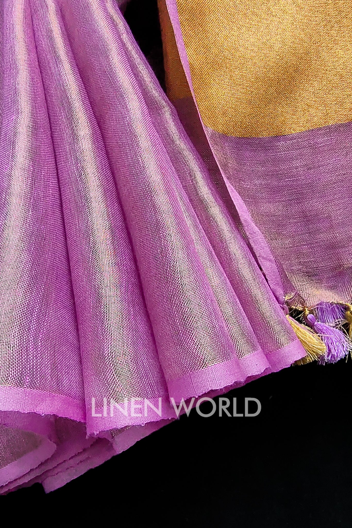elsie - lavender zari linen sari - linenworldonline.in