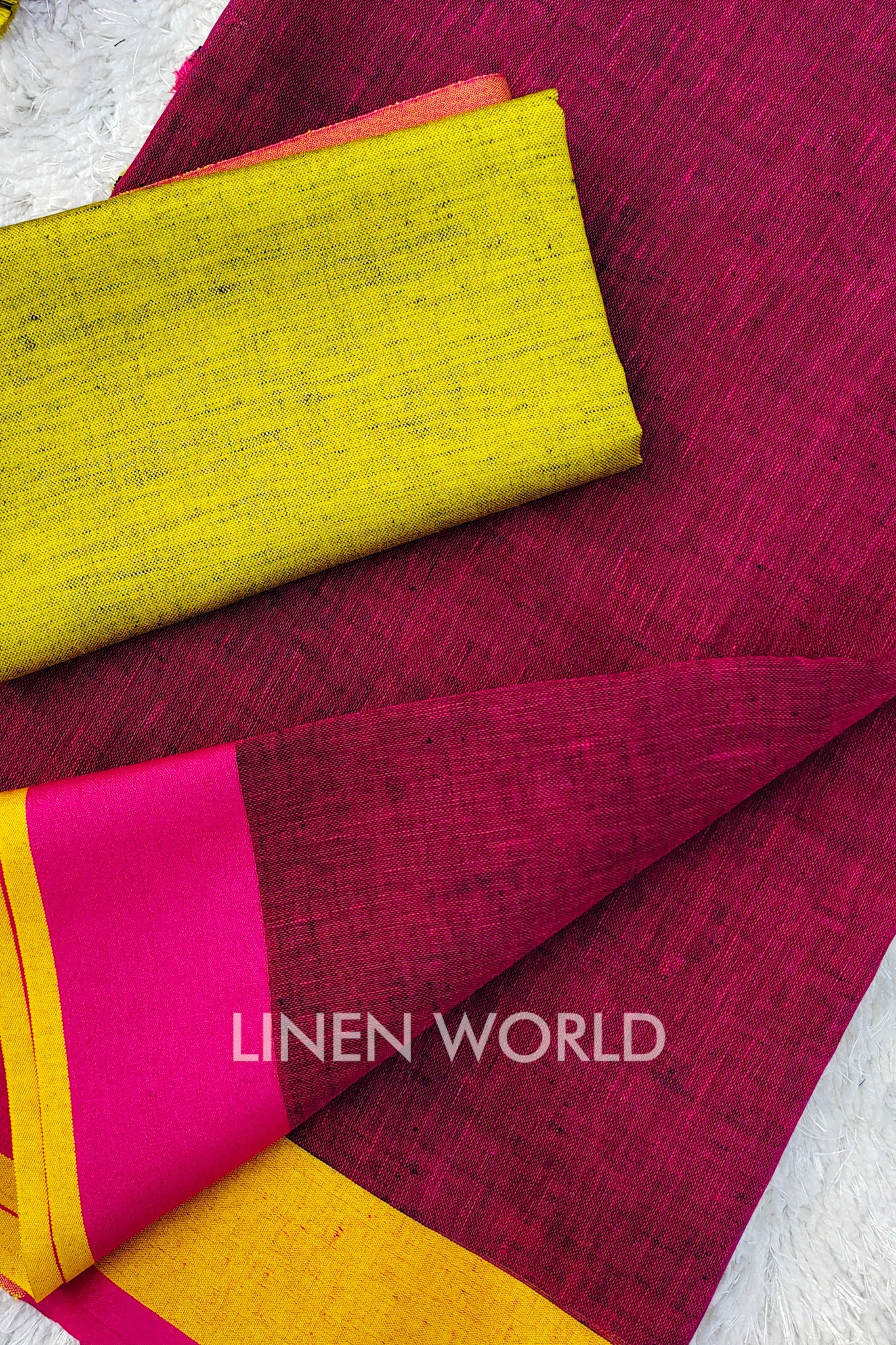 eesha - pink organic linen saree - linenworldonline.in