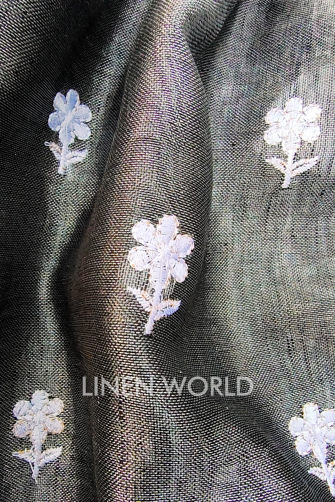 ella - digital embroidered zari linen saree - linenworldonline.in