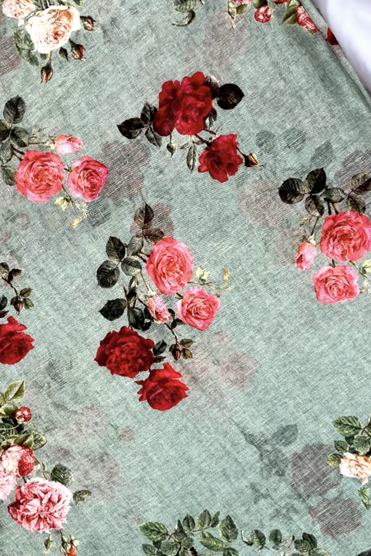 eshal - digital printed linen saree | linenworldonline.in