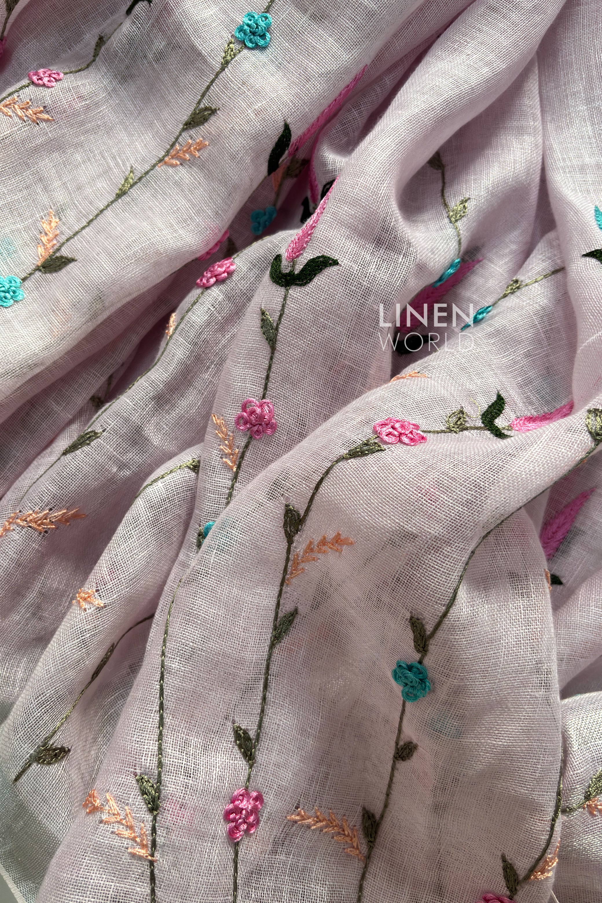 Premium pink linen saree with handcrafted details - linen world