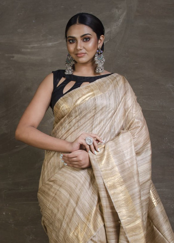 Bhagalpuri Handlooom Tussar Ghicha Silk Sarees - linenworldonline.in