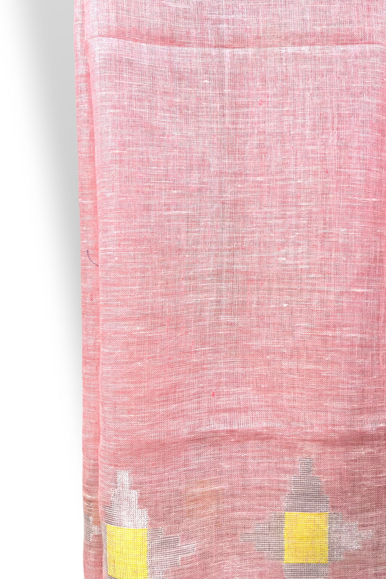 pink dobby woven pure linen saree - linenworldonline.in