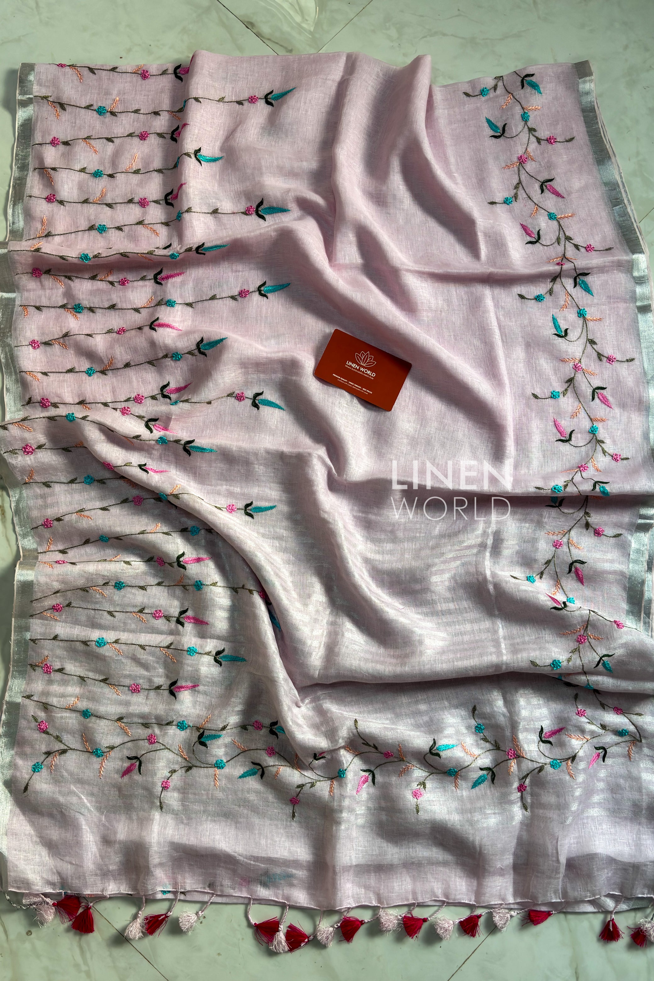 Subah Ka Aangan pure linen saree by Linen World