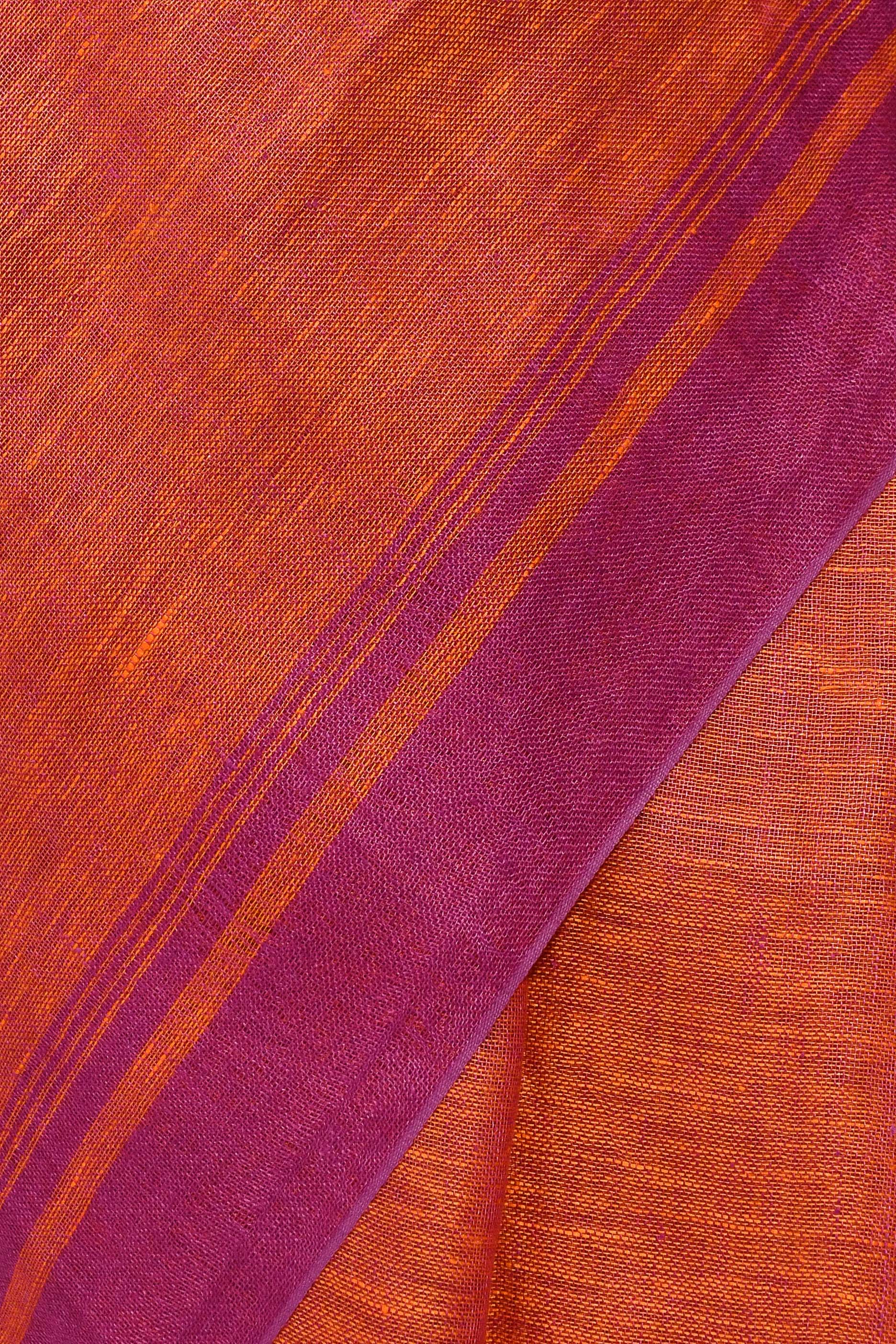 Vanya - Purple Organic Linen Saree With Tassels for Office and Daily Wear