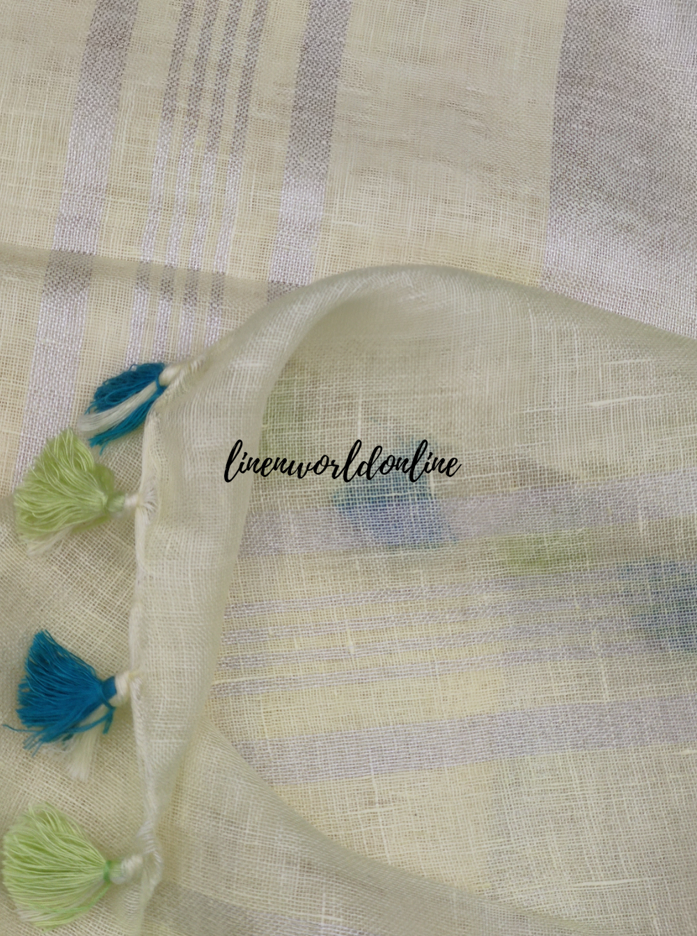 pure linen saree with contrast blouse - linenworldonline.in