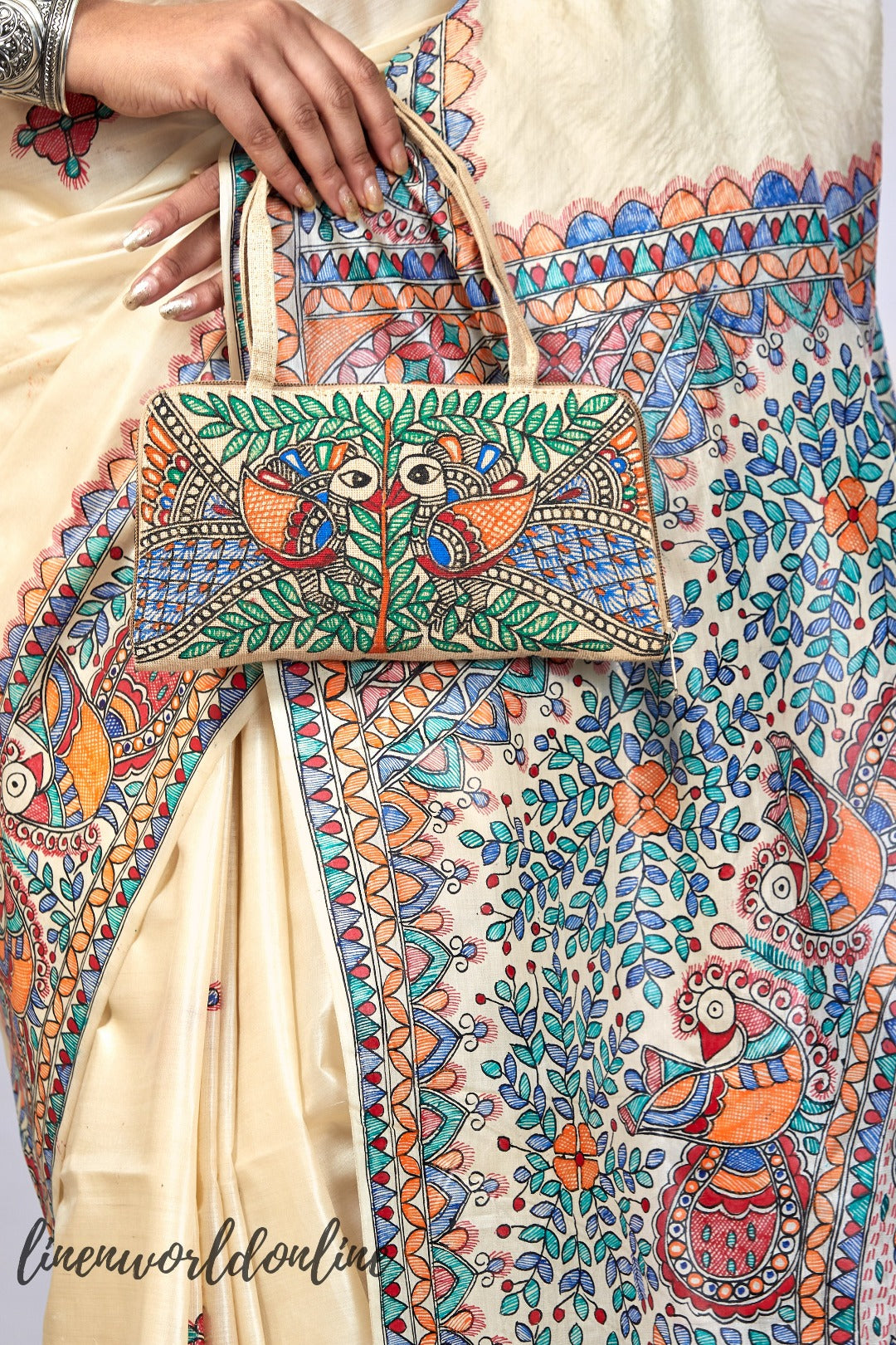 beige pure bhagalprui tussar silk sari - linenworldonline.in