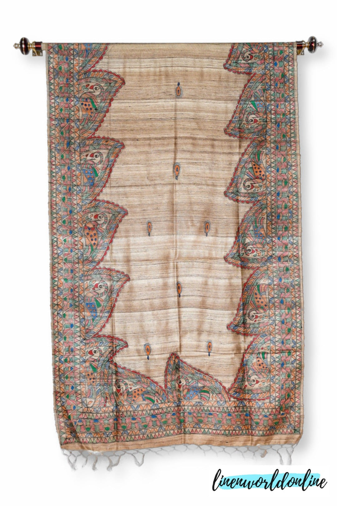 tussar ghicha madhubani print dupatta - linenwoldonline.in
