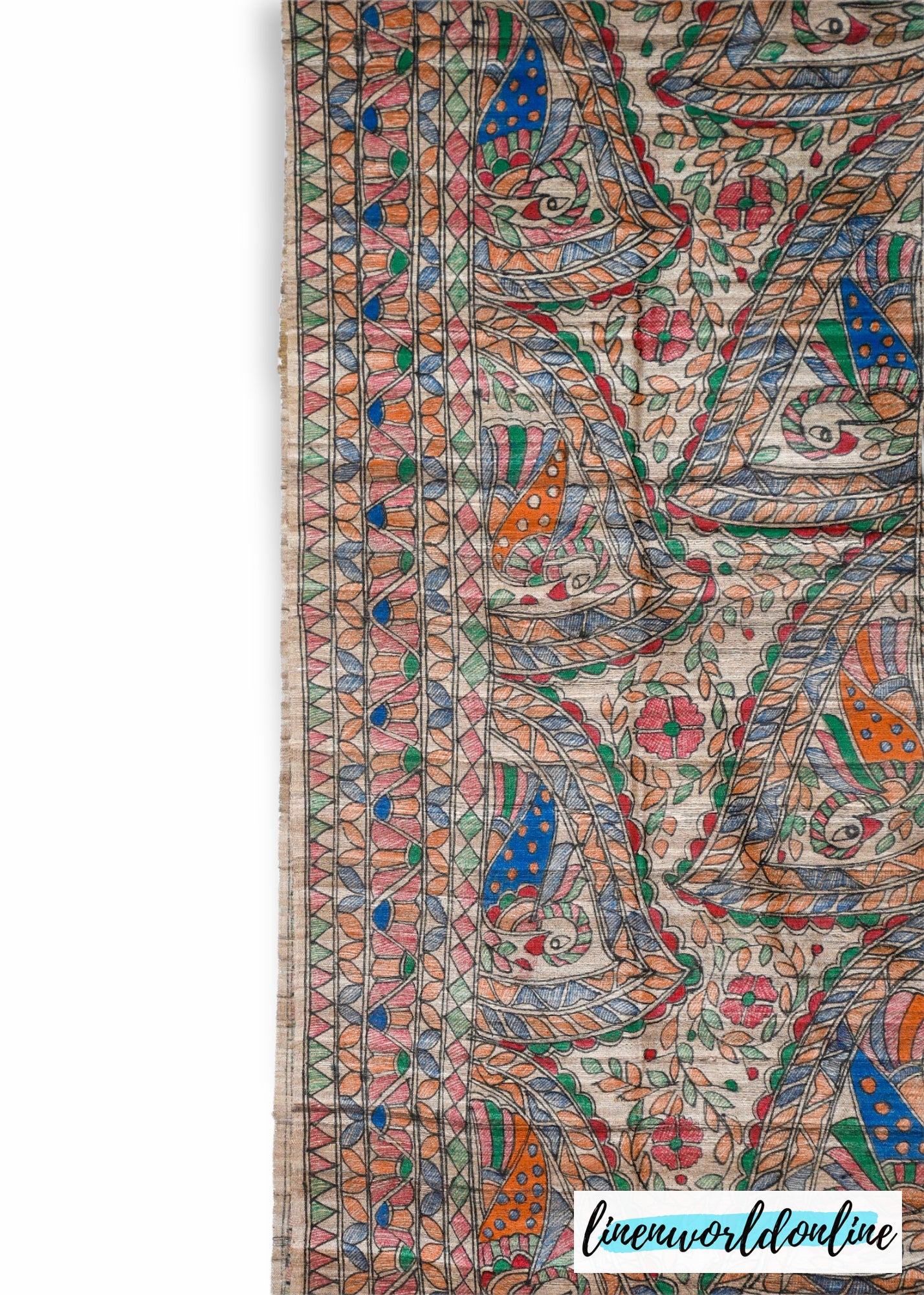 Madhubani Painted Ghicha Tussar Silk Dupatta