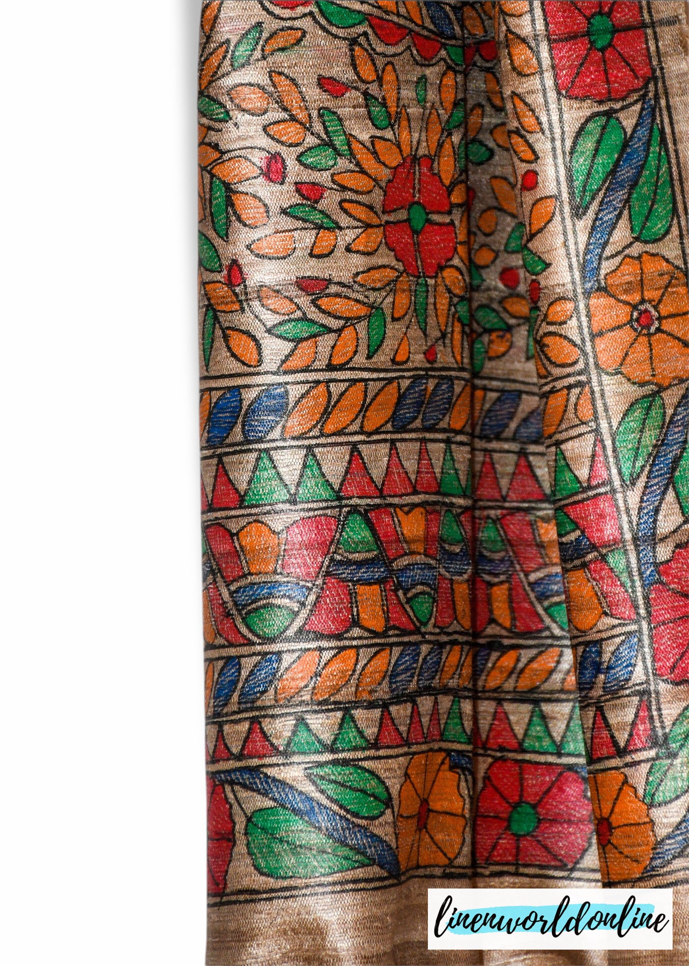 Madhubani Painted Ghicha Tussar Silk Dupatta