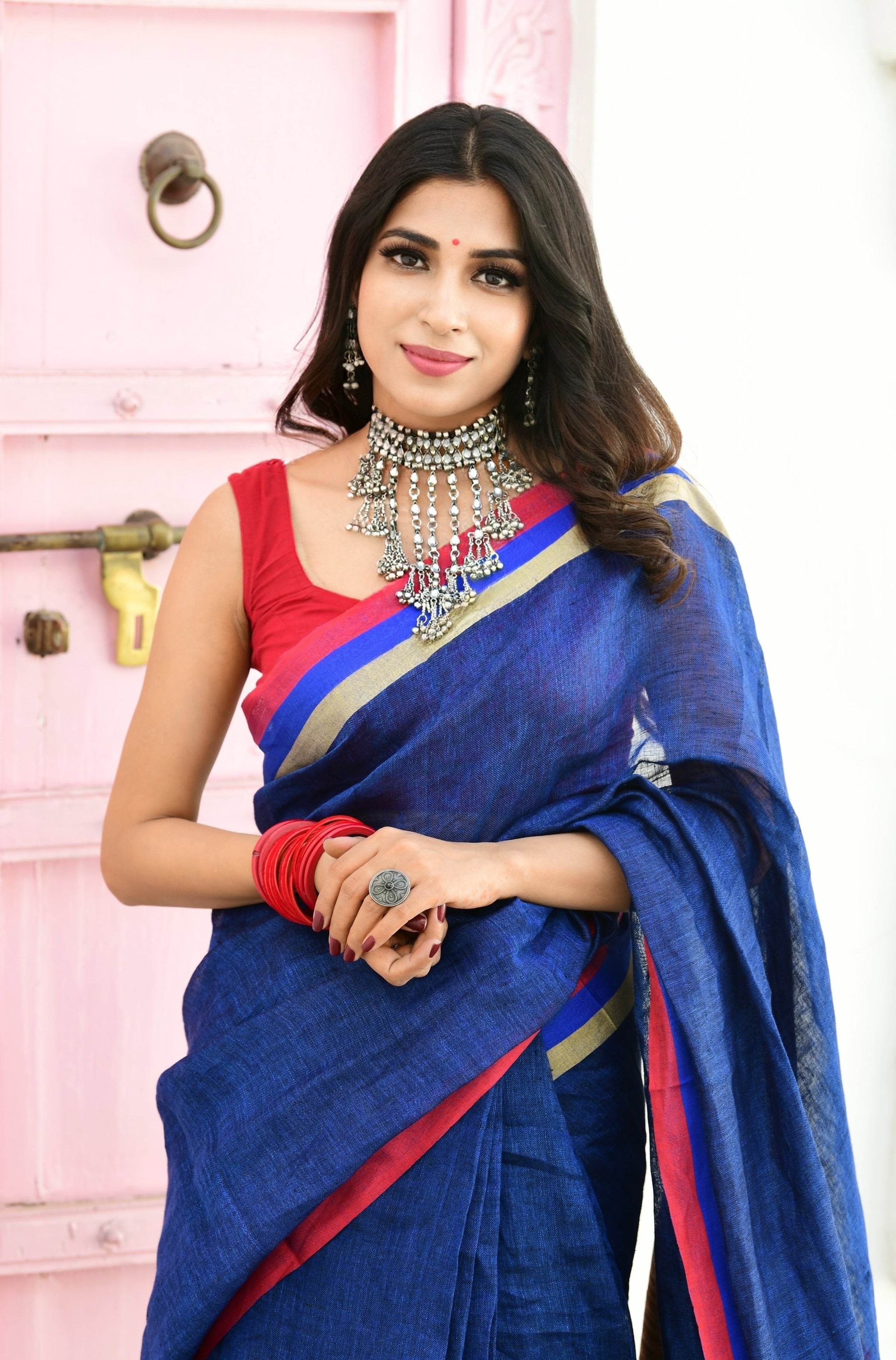 exclusive pure linen saree - linenworldonline.in