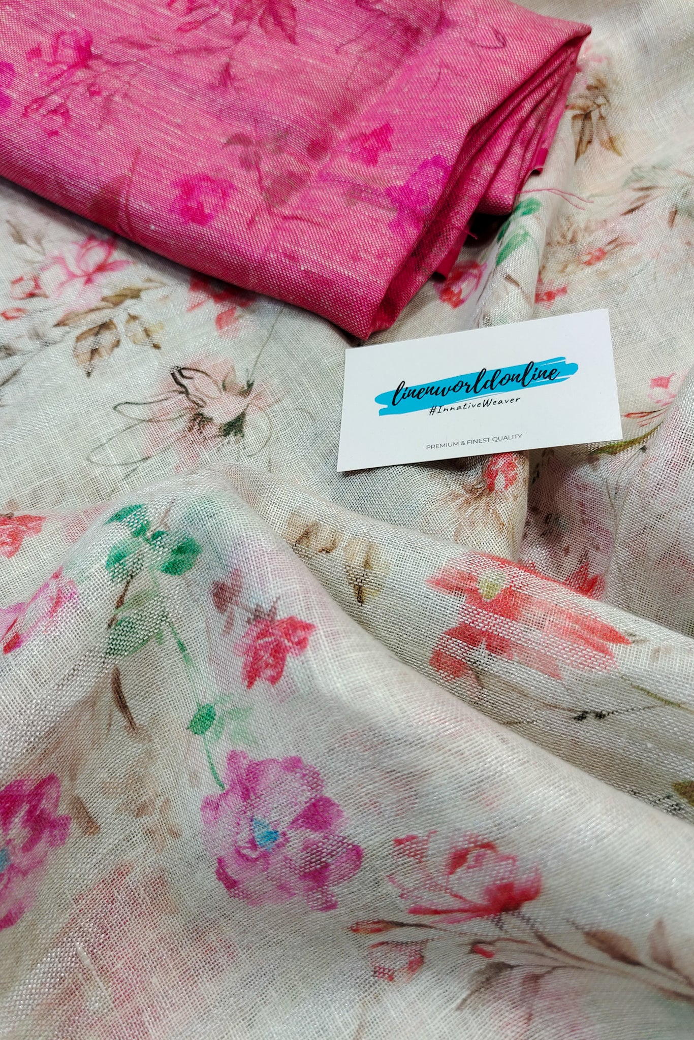 juhi - floral digital printed linen saree - linenworldonline.in
