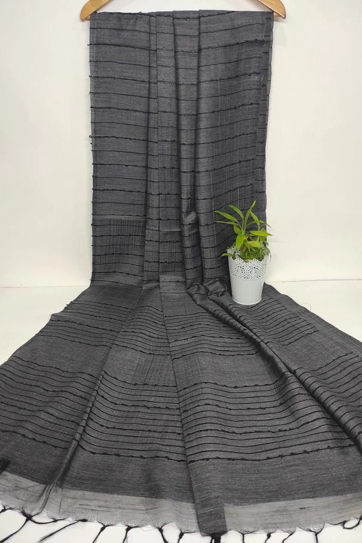 grey kota banswara soft silk saree - linenworldonline.in