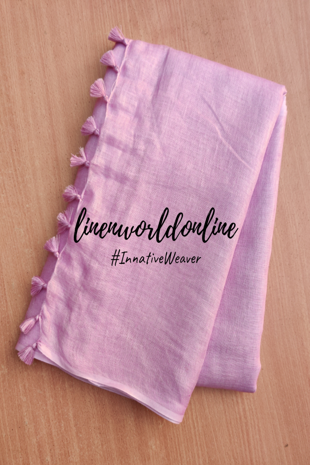 pink handloom woven pure linen saree - linenworldonline.in