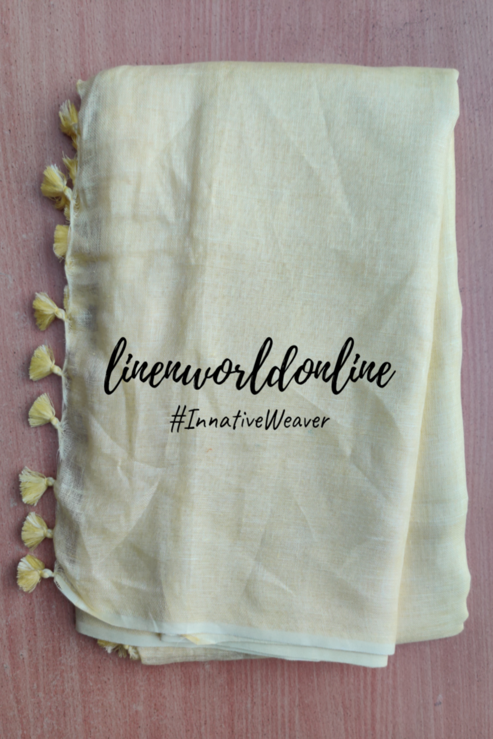 pastel yellow handloom woven pure linen saree - linenworldonline.in