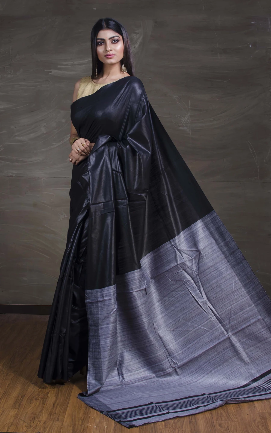 Handloom Tussar Ghicha Silk Saree