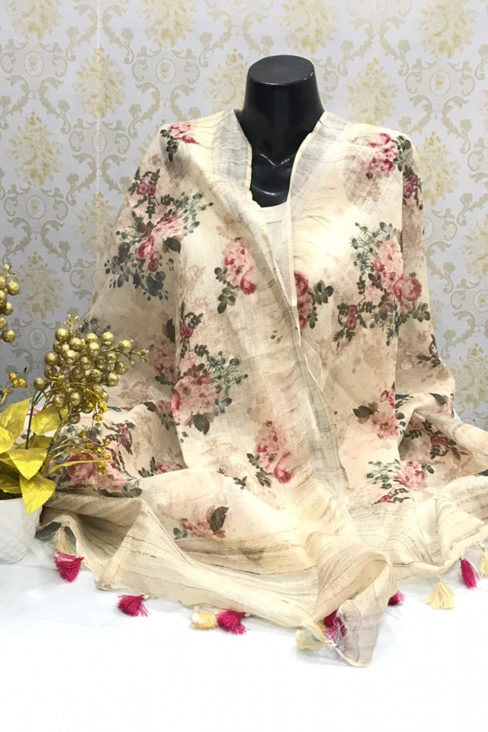 off white digital printed scarf - linenworldonline.in