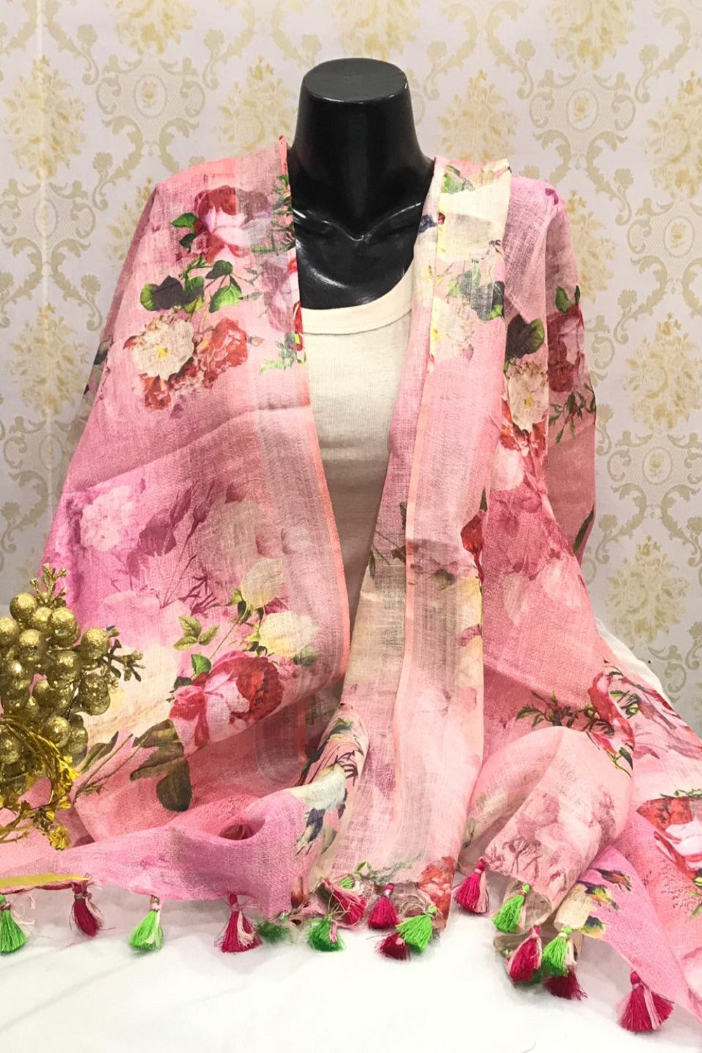 pink digital printed scarf - linenworldonline.in