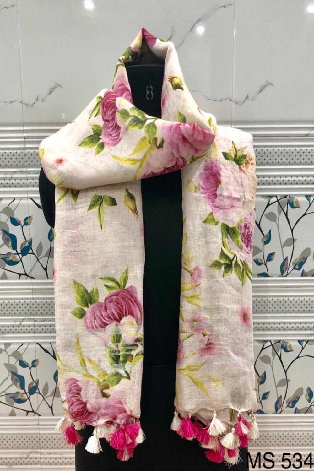 off white digital printed scarf - linenworldonline.in