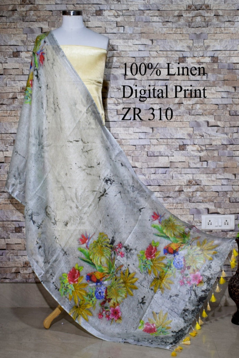 grey digital printed scarf - linenworldonline.in