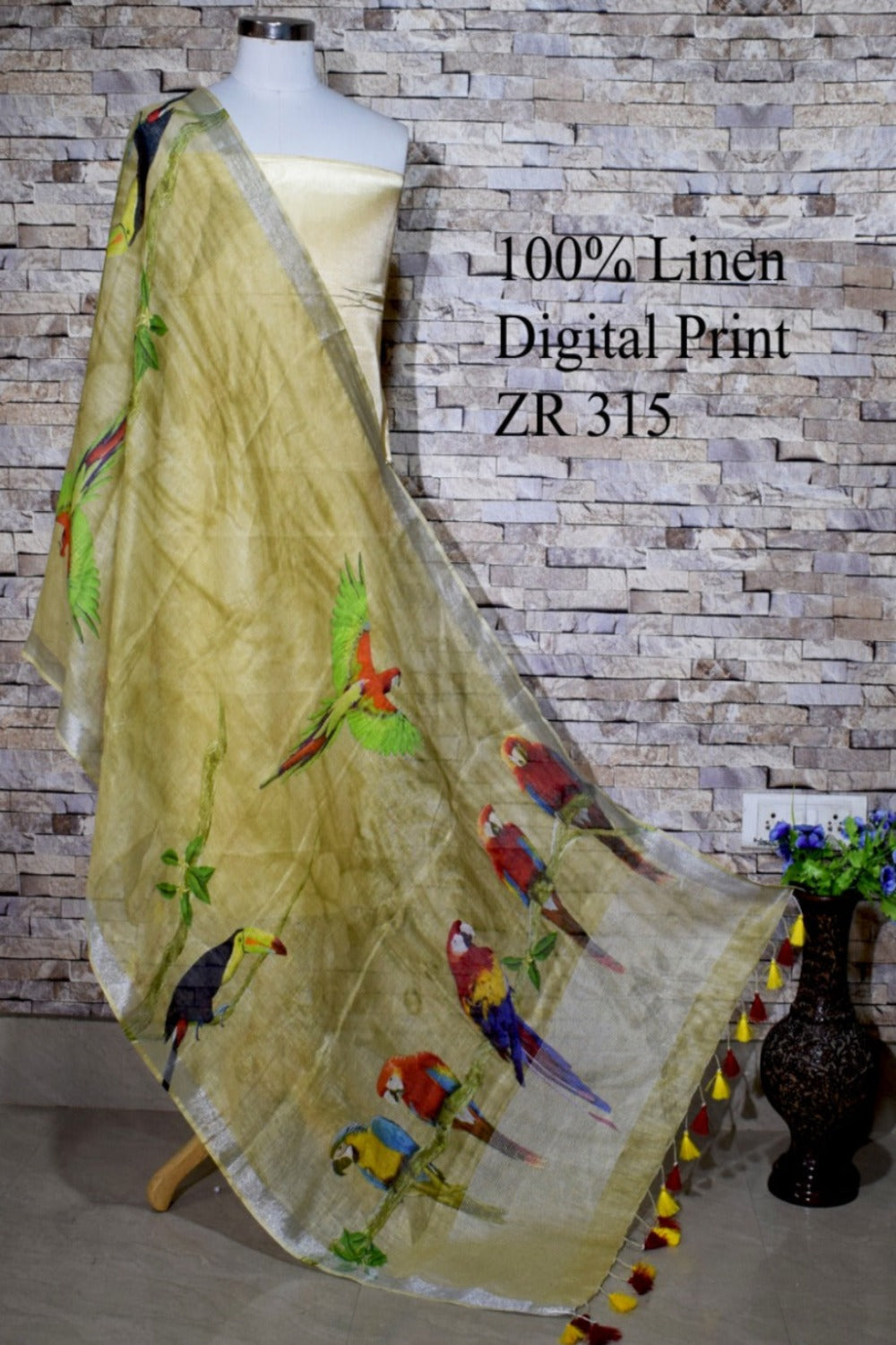 yellow digital printed scarf - linenworldonline.in