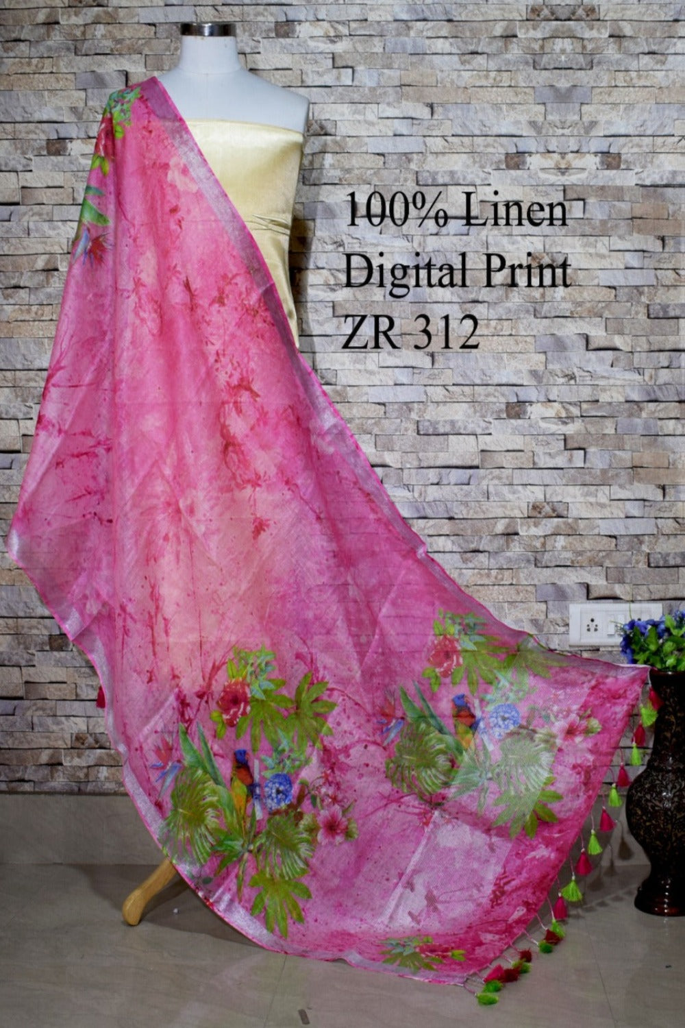 pink digital printed scarf - linenworldonline.in