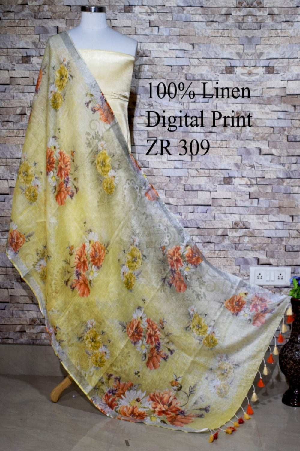 yellow digital printed scarf - linenworldonline.in