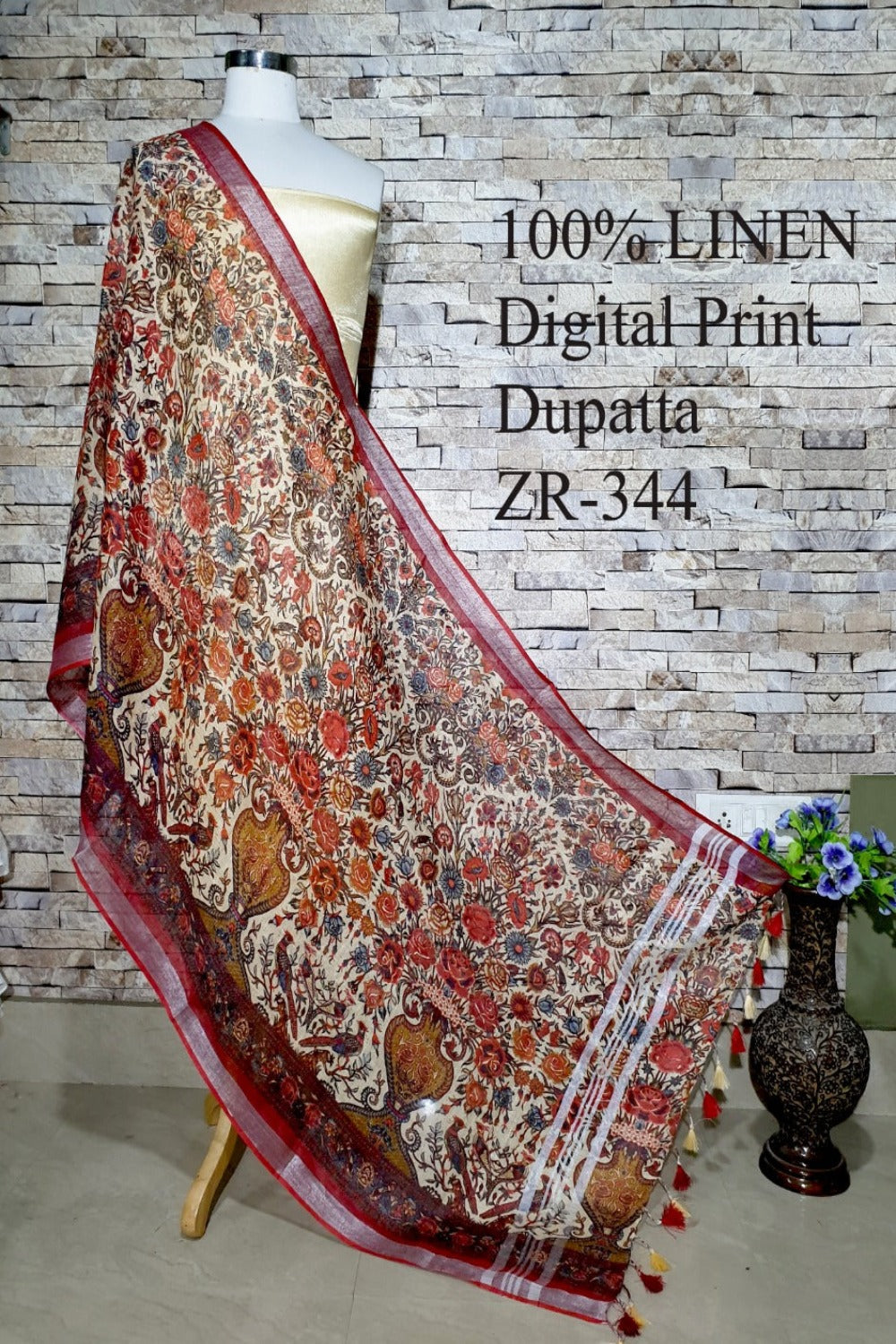 maroon digital printed scarf - linenworldonline.in