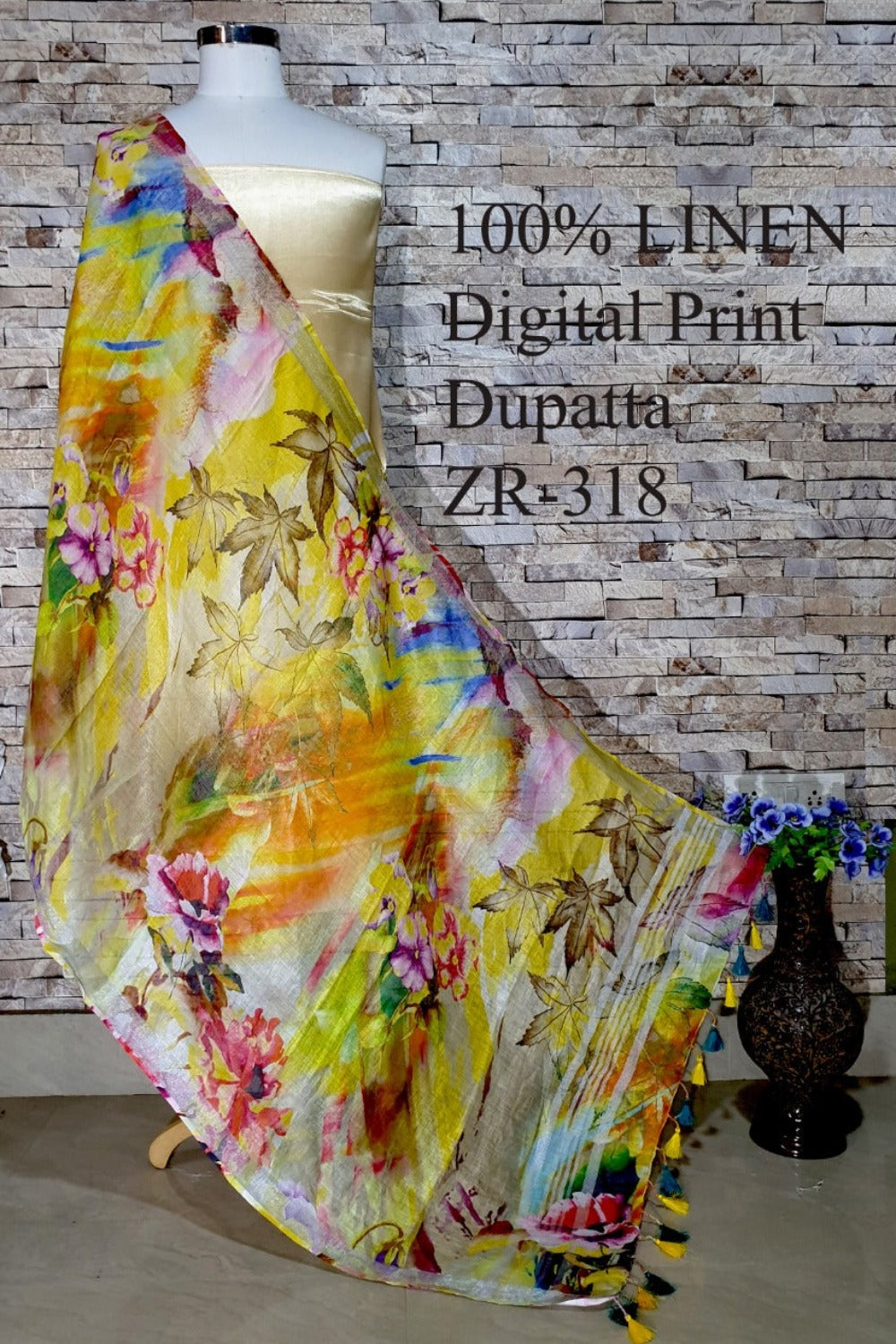 yellow digital printed scarf - linenworldonline.in