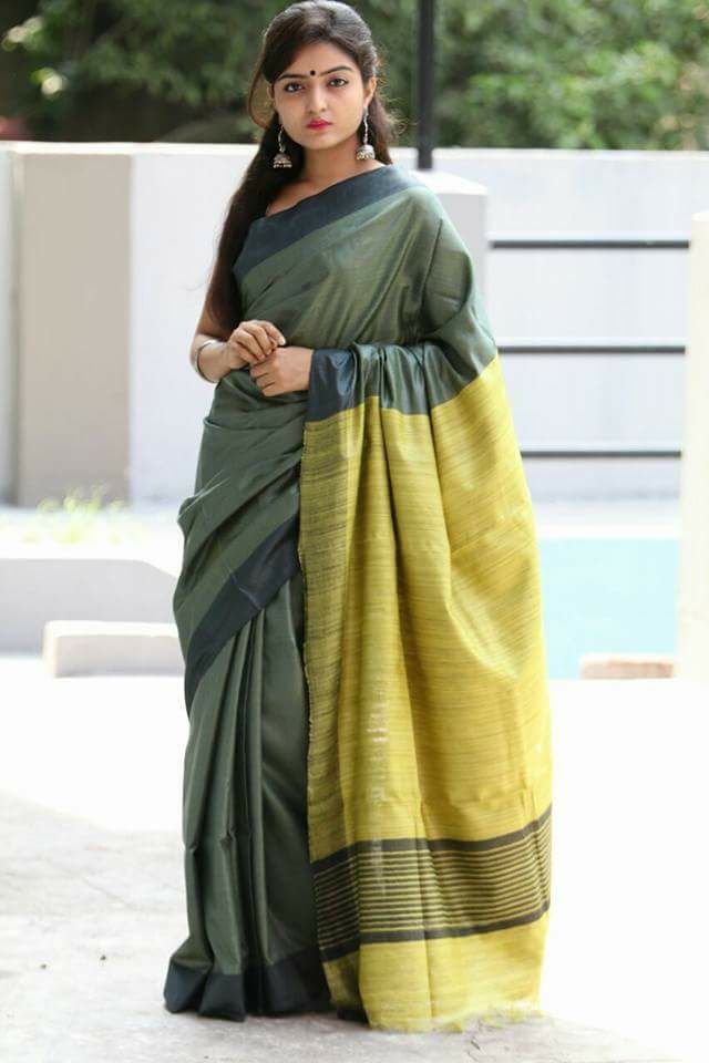 tussar ghicha silk saree - linenworldonline.in