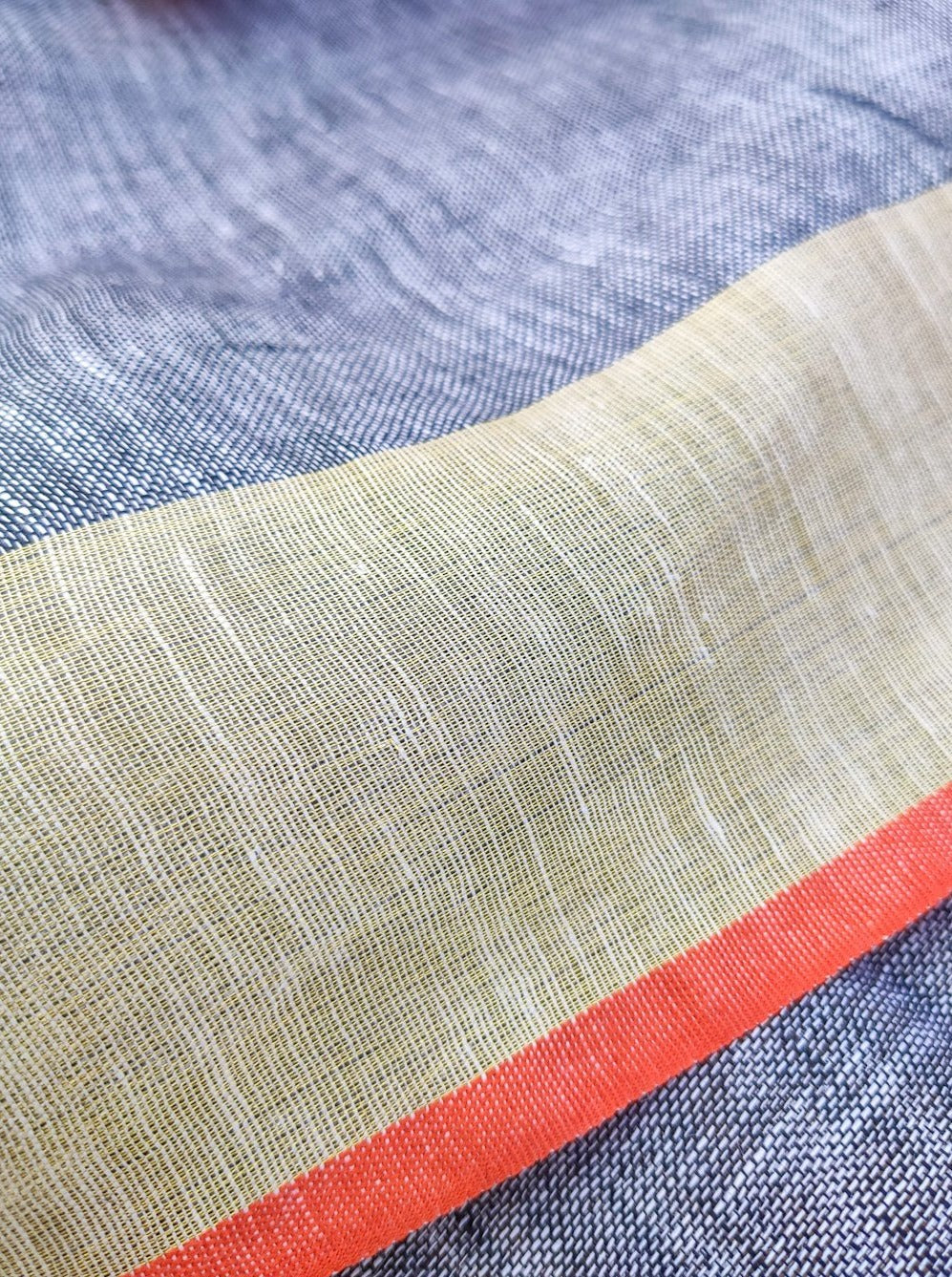 pure organic linen saree with contrast blouse - linenworldonline.in