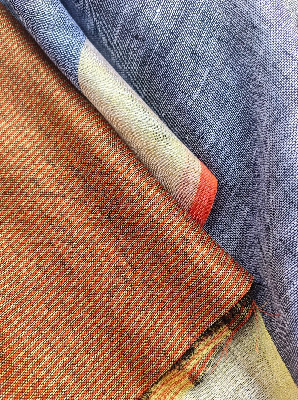 pure organic linen saree with contrast blouse - linenworldonline.in