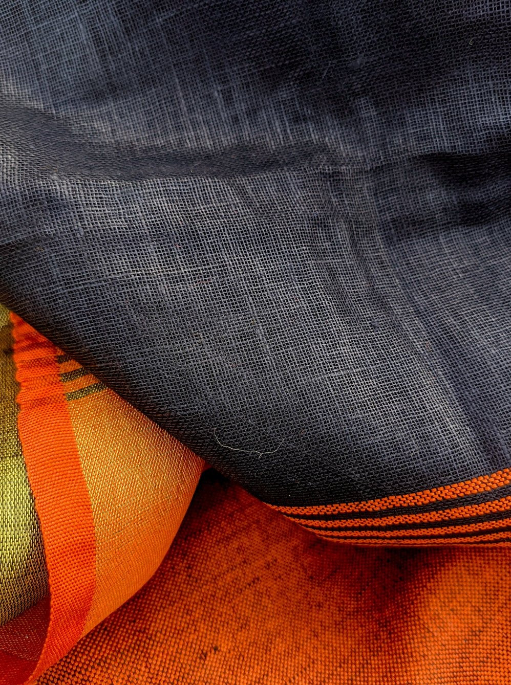 pure organic linen saree with contrast blouse - linenworldonline.in