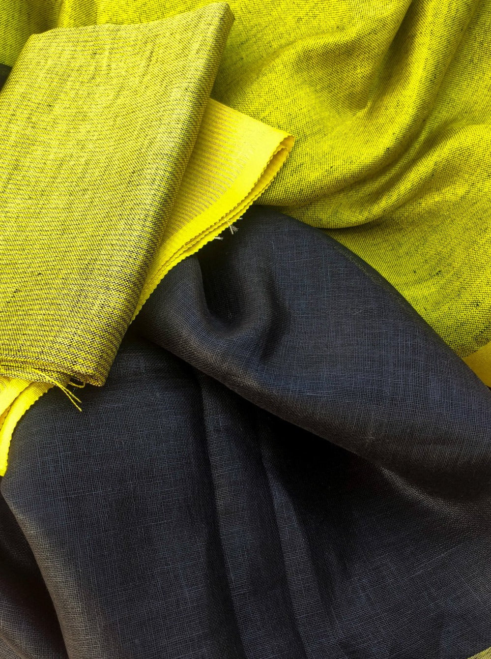 pure organic linen saree with contrast blouse - linenworldonline.in