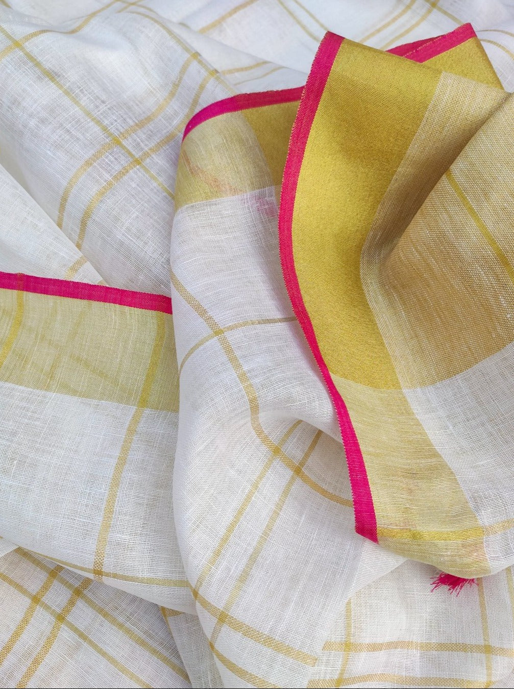 pure organic linen saree with contrast blouse - linenworldonline.in